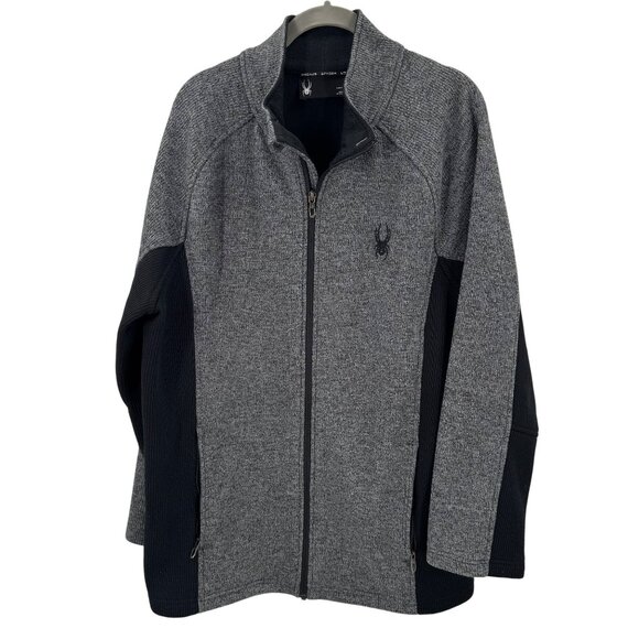 Spyder Constant Full Zip Jacket Charcoal Heather Mens XL Warm Knit Outerwear - Picture 1 of 8